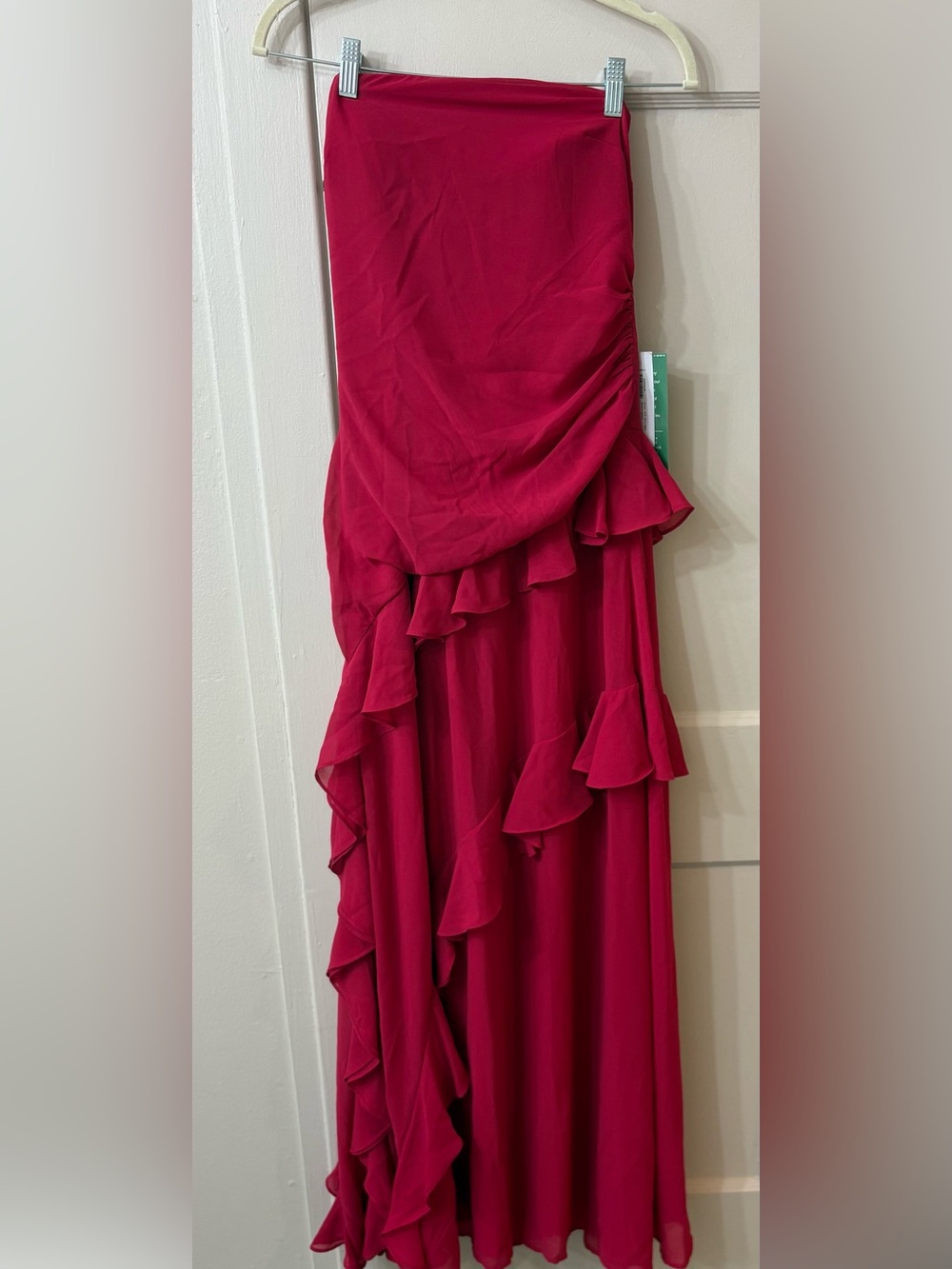 Strapless red maxi dress